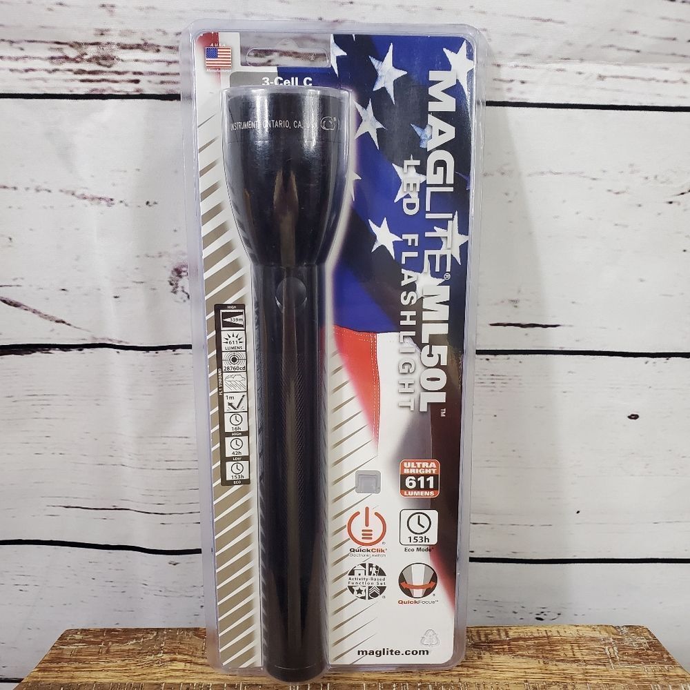 MagLite LED Flashlight Model ML50L 3C Batteries Black Metal Construction NEW